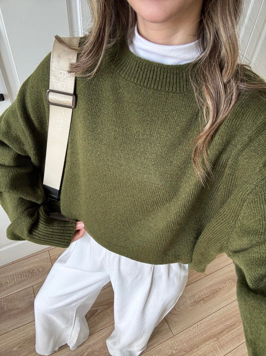 Basic Olive Round Neck Pullover