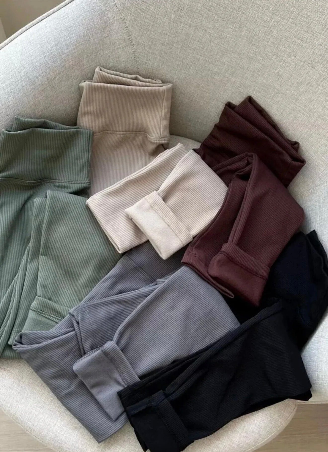 Grey Ribbed THERMAL Leggings