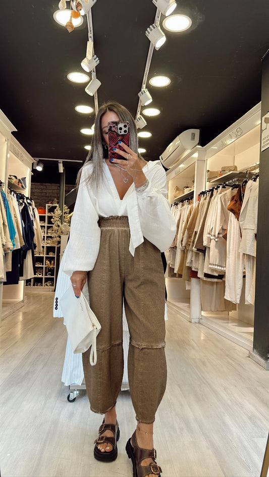 Washed Khaki Gabardine Pants