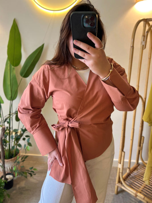 Apricot Tie Wrap Shirt