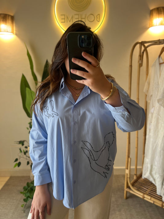 The Embellished Dove Blue Shirt