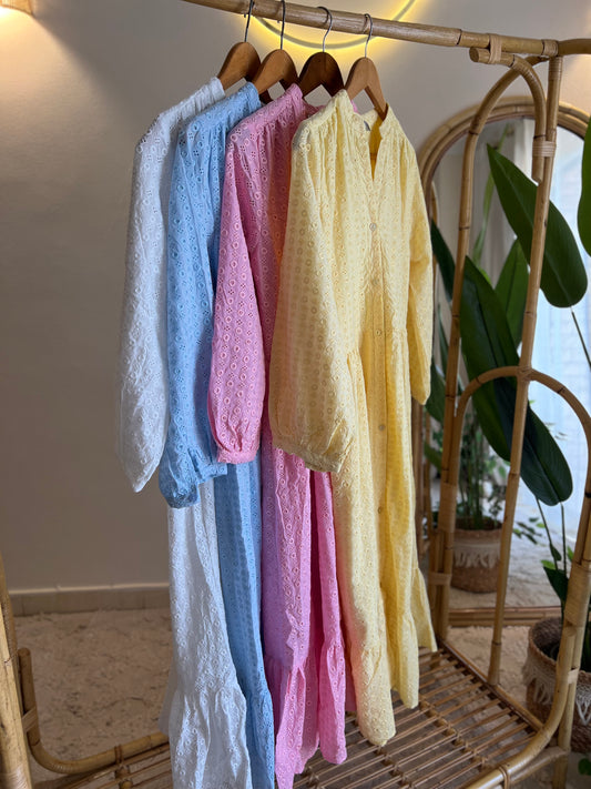 Baby Blue Embroidered Cut Out Dress