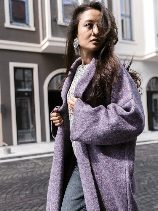 Lilac Heavy Longline Coat Cardigan