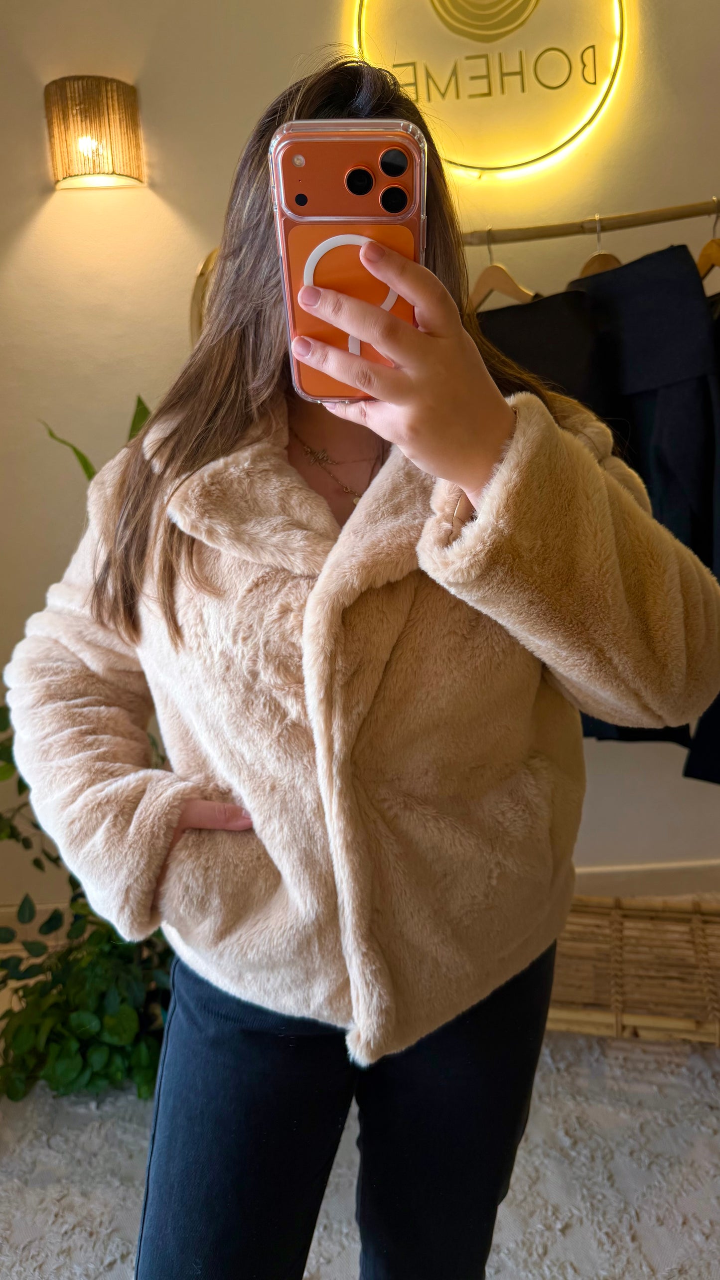 Beige Fury Jacket With Pockets