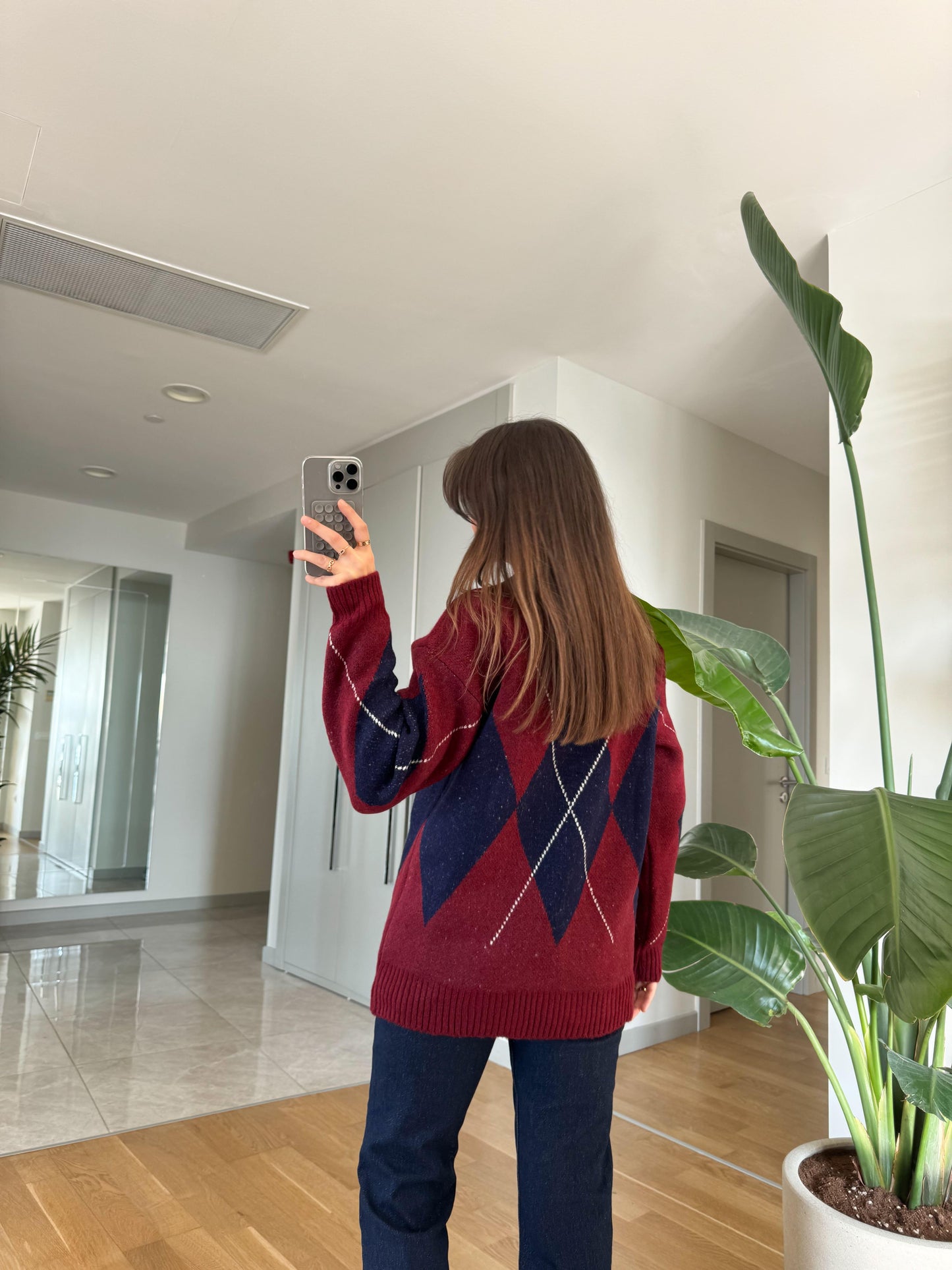 Burgundy X Navy Rhombus Pullover