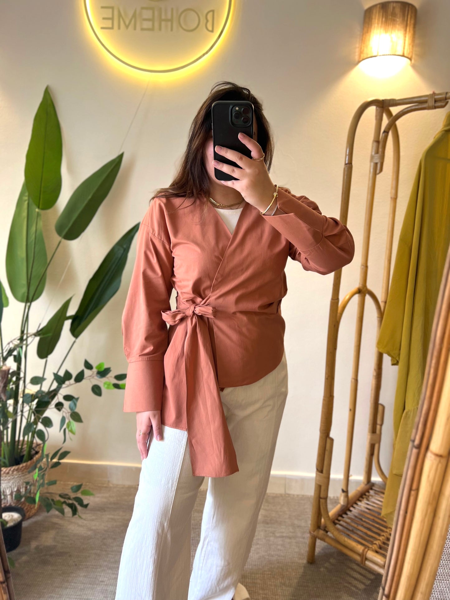 Apricot Tie Wrap Shirt