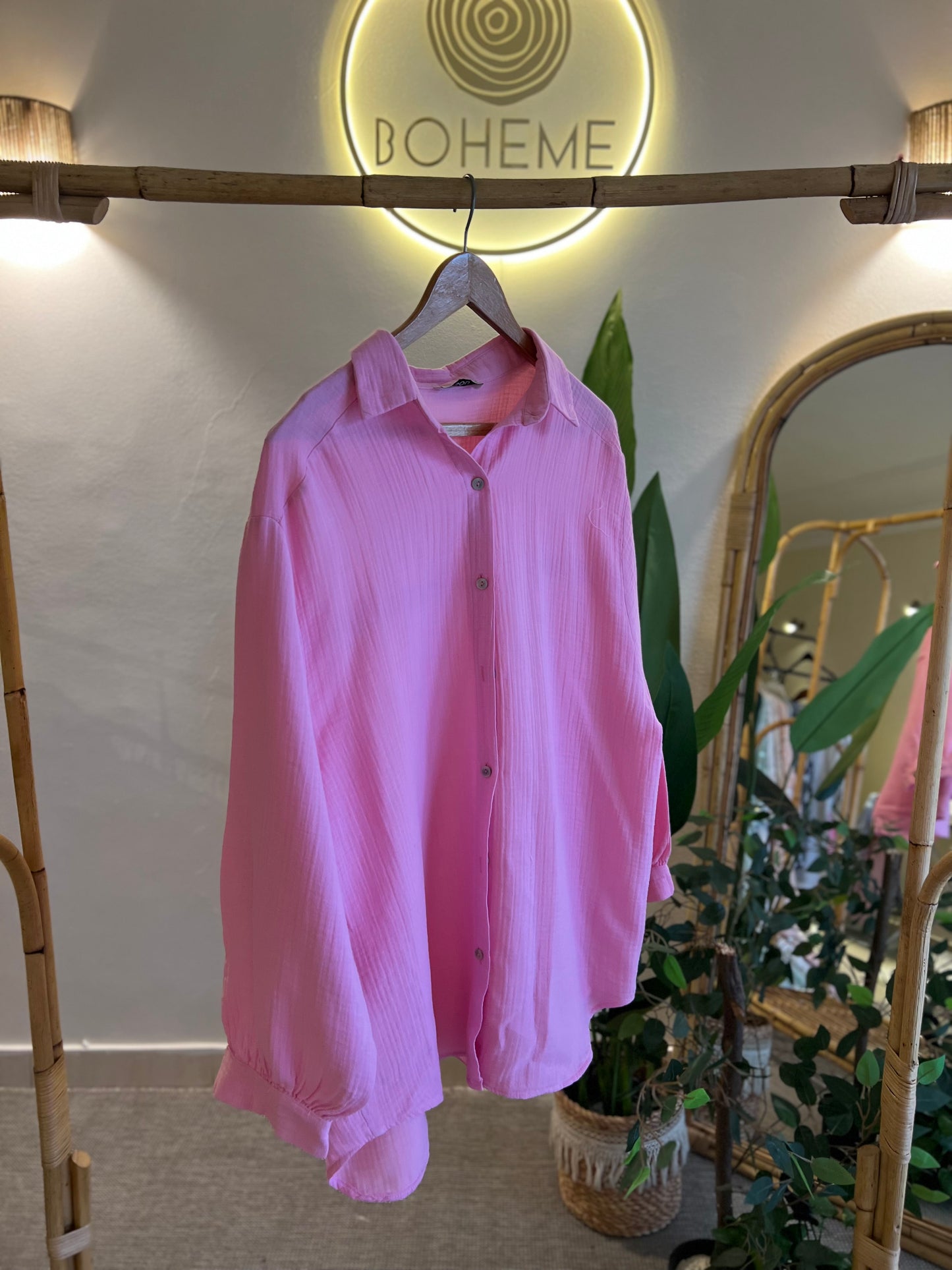 Pink Muslin Cotton Oversized Shirt