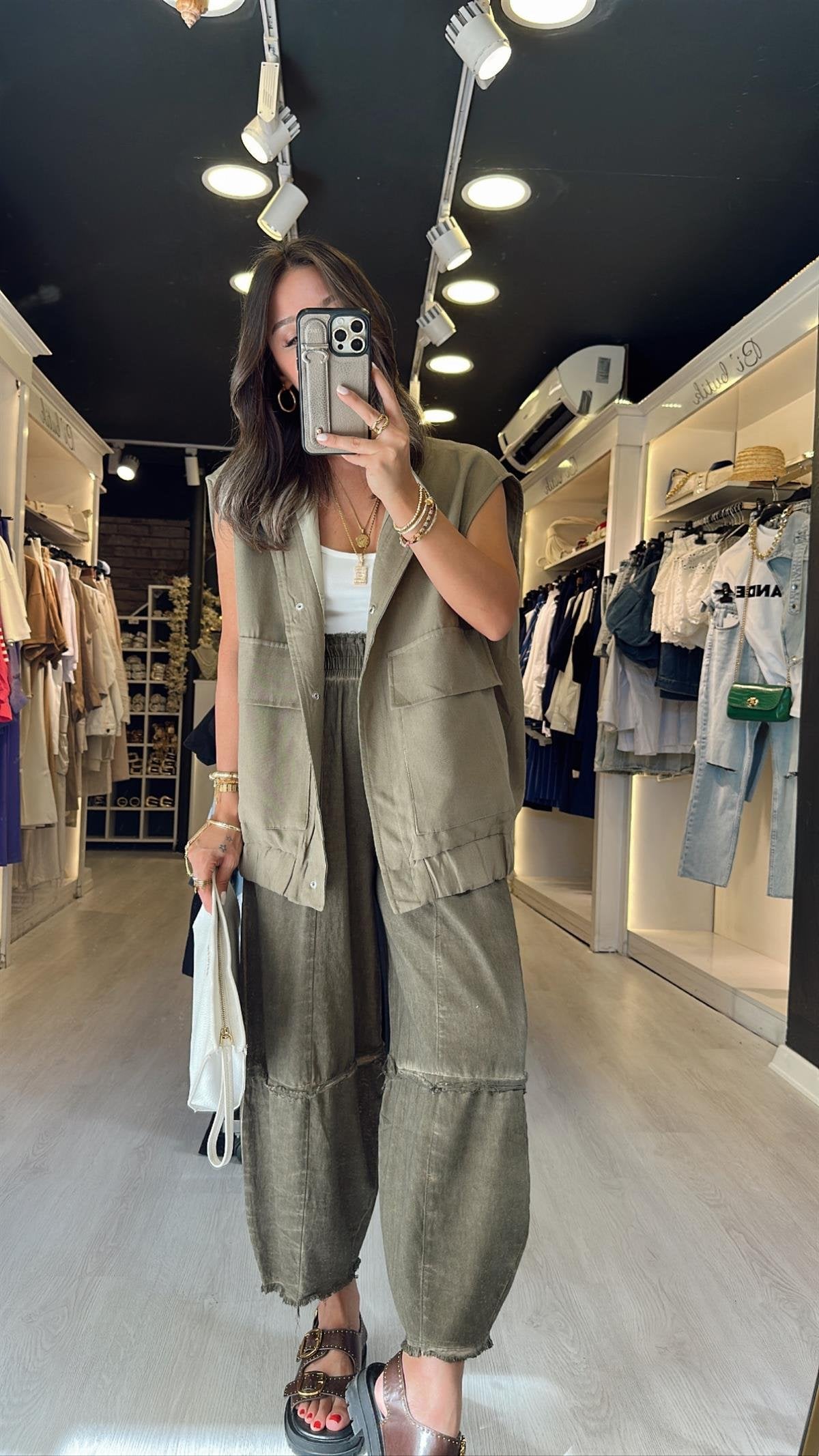 Washed Olive Gabardine Pants