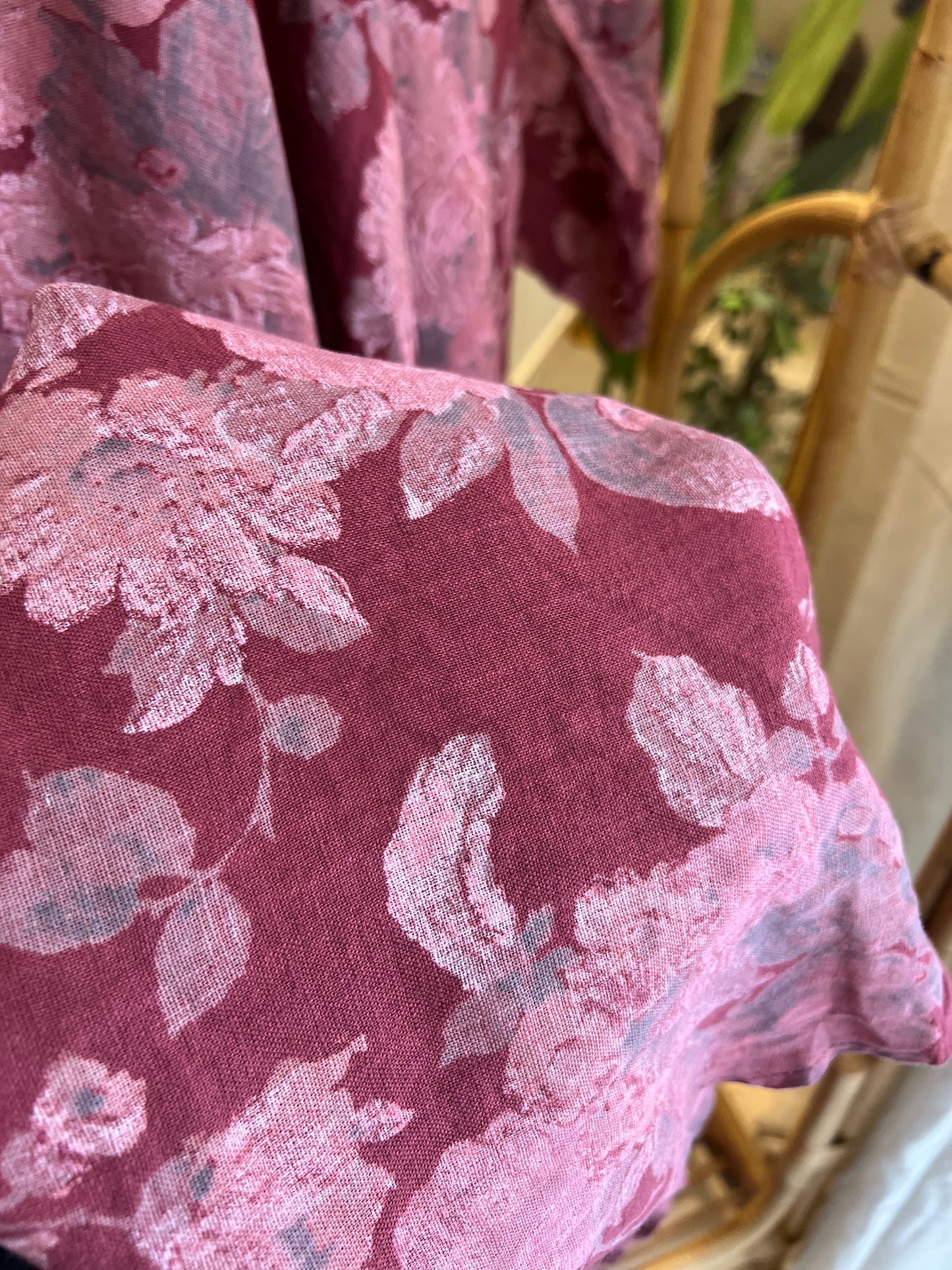 Italian Linen Burnt Orange Floral Dress