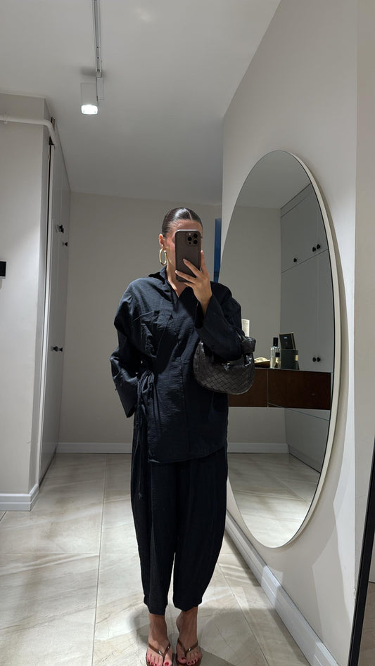 Black Crinkled Wrap Set