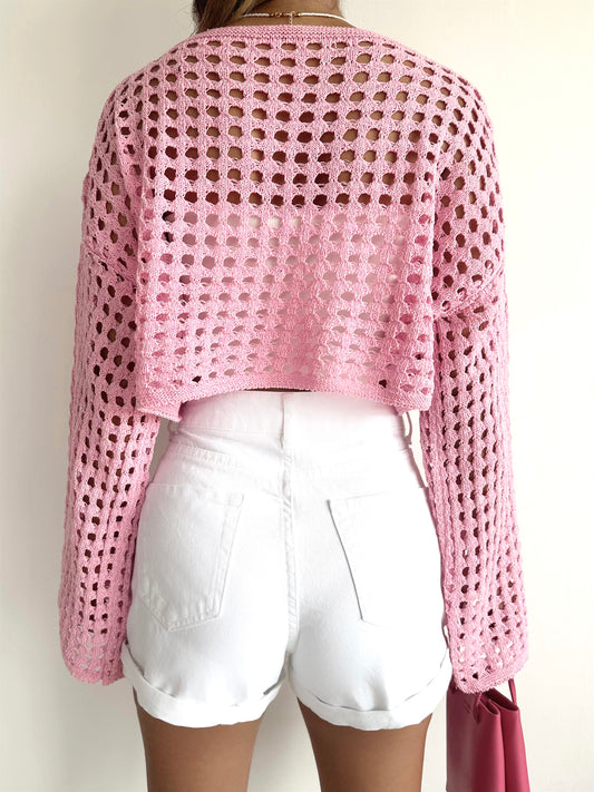 Pink Crochet Crop Top