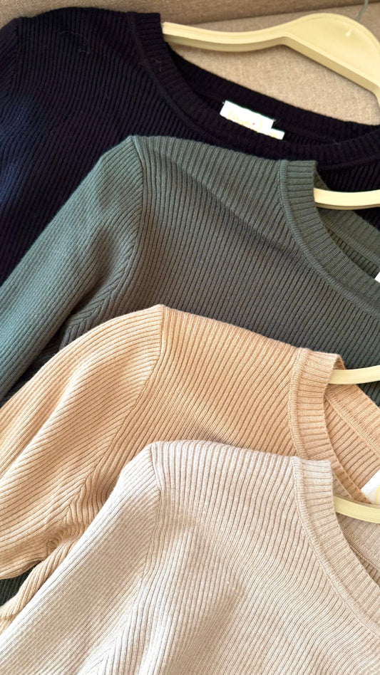 Ribbed Olive Basic Top