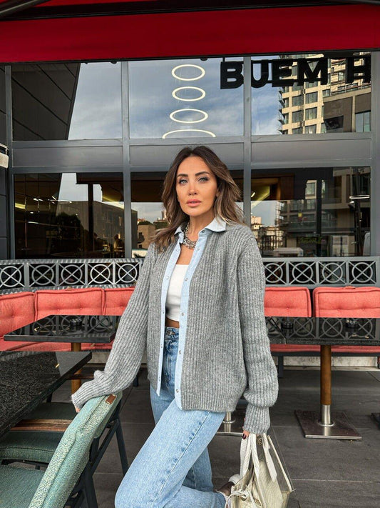 Grey X Denim Wool Jacket