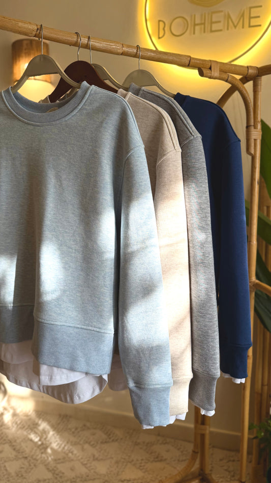 Grey Melton Sweatshirt With White Extension