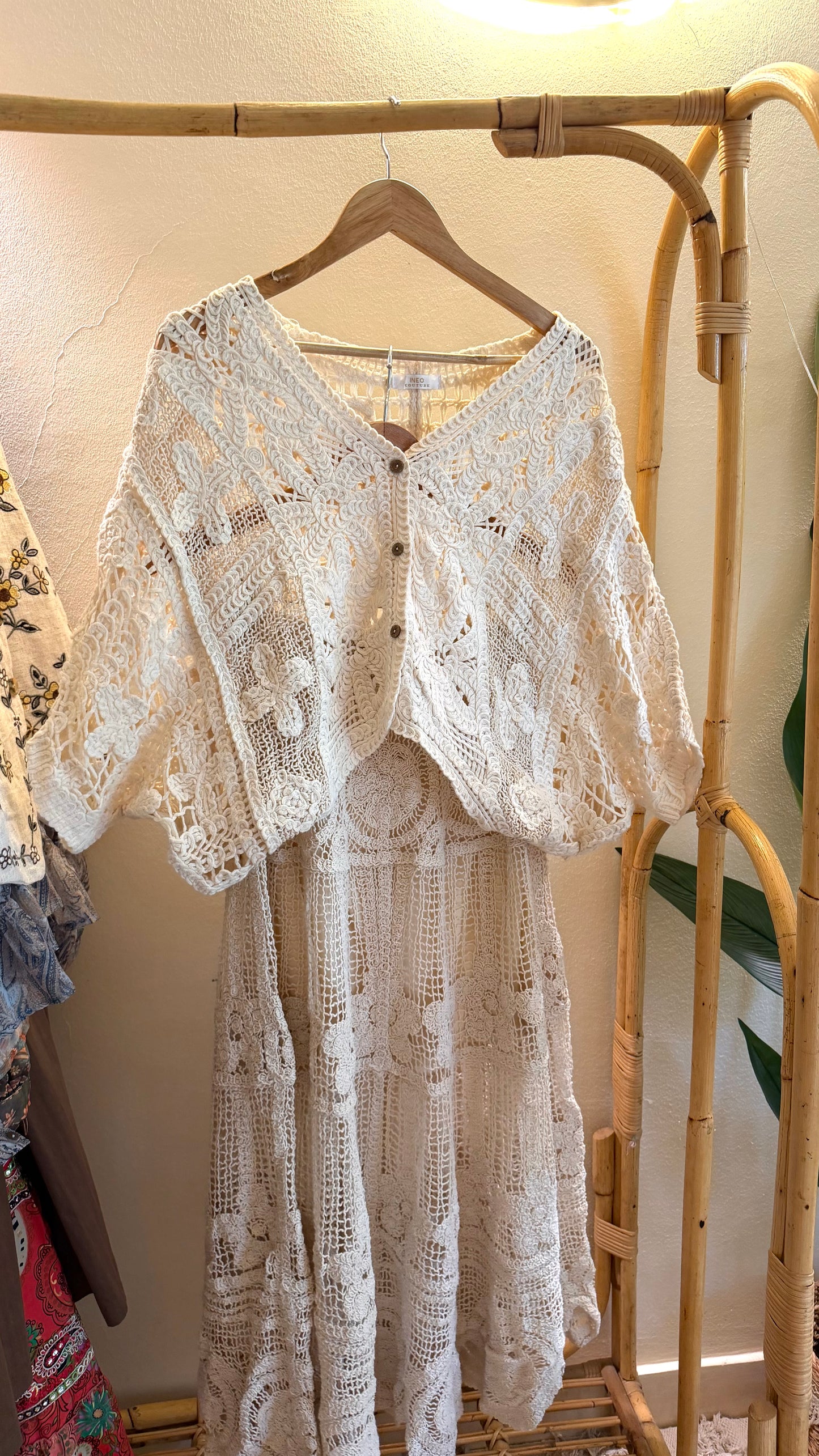 Italian Beige Crochet Top With Buttons