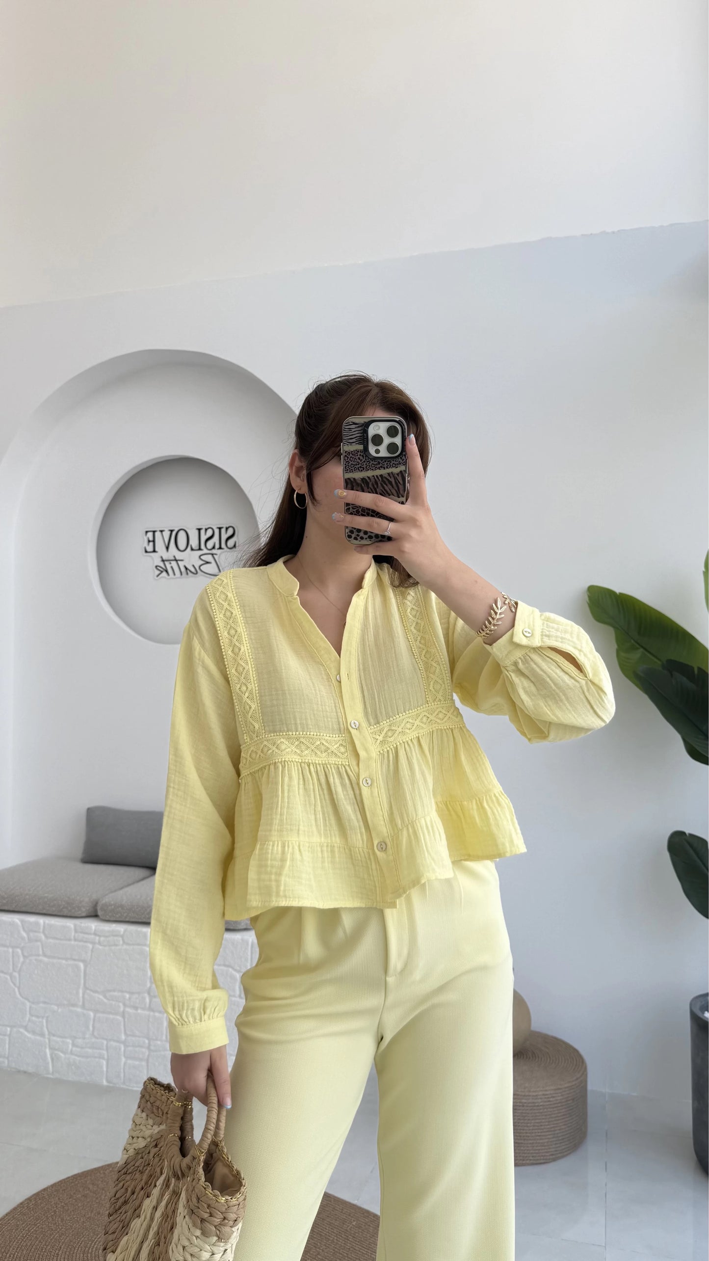 Yellow Dantel Cotton Blouse