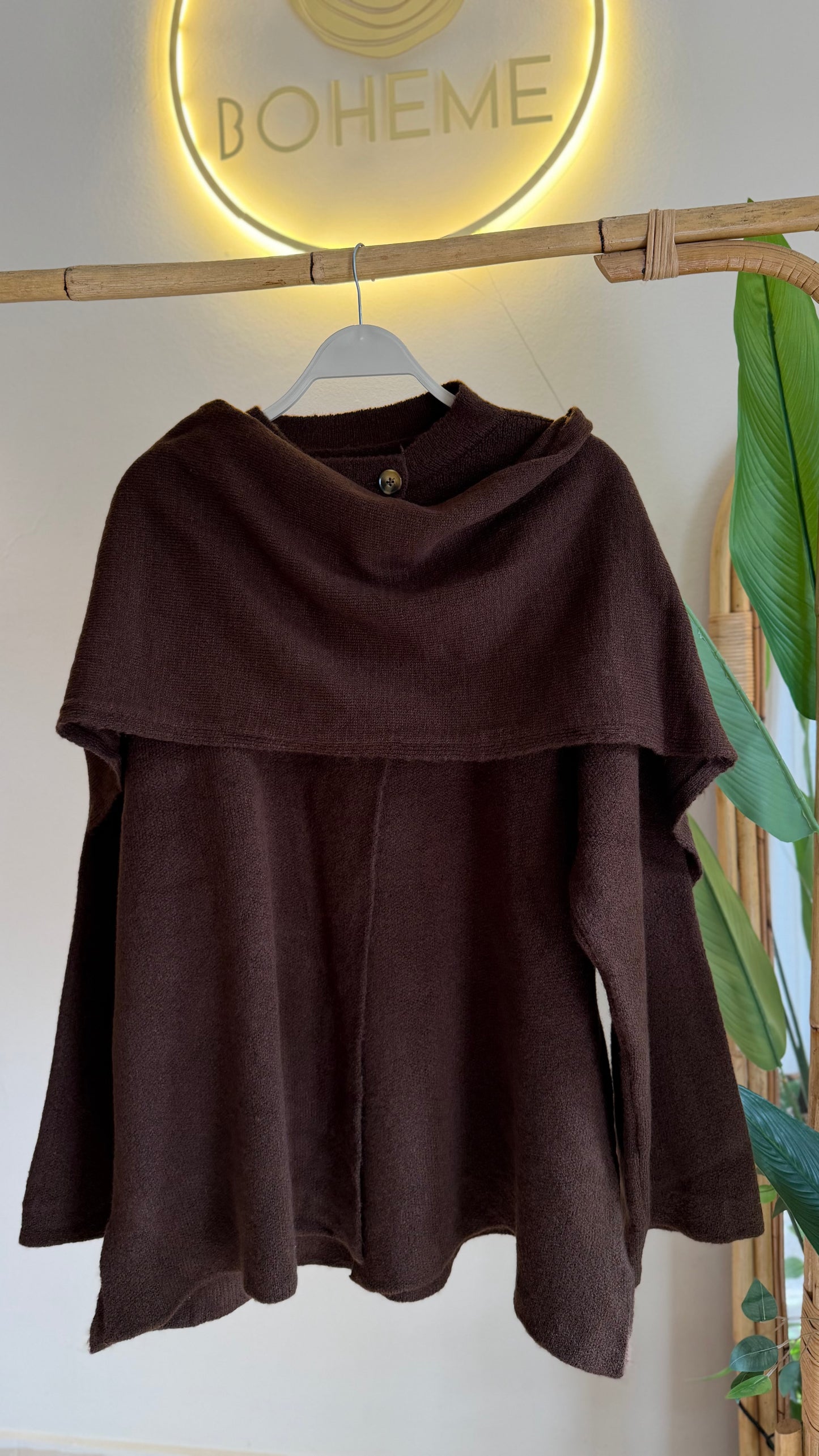 Brown Poncho With Scarf