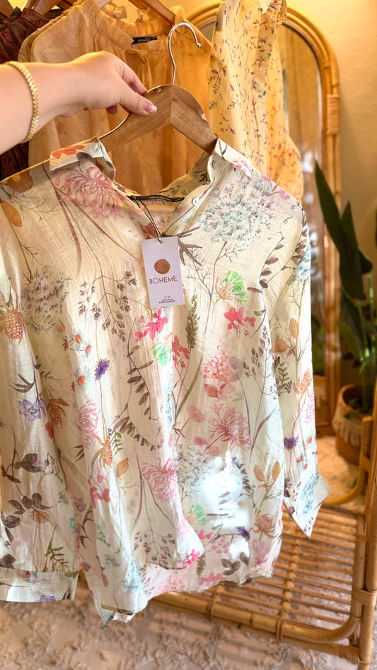Light Green Floral Vintage Shirt