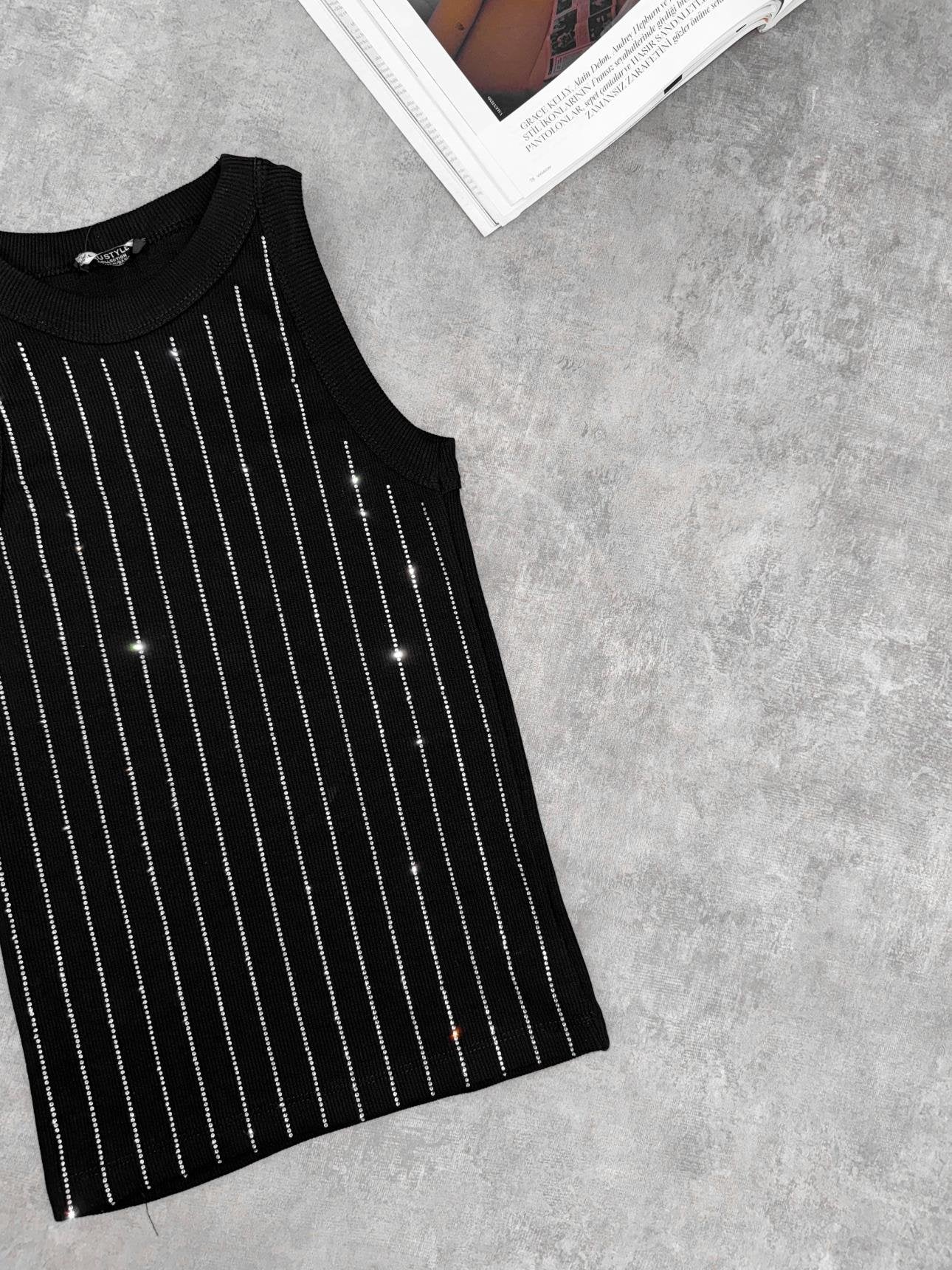 Glammy Black Tank Top