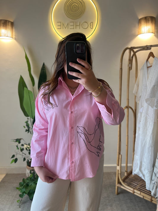 The Embellished Dove Pink Shirt