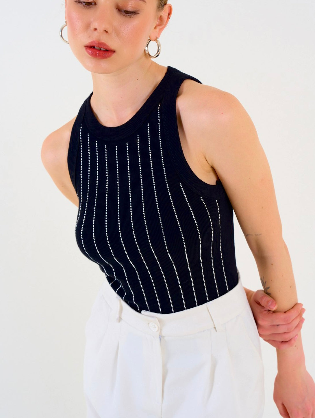 Glammy Black Tank Top