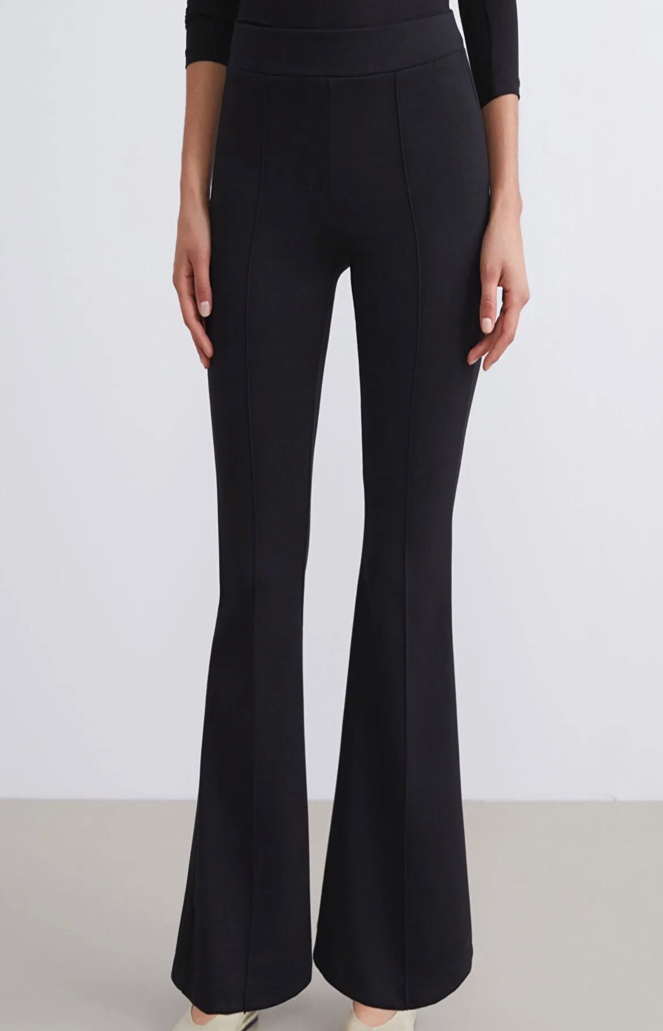 Black Flare Pants With Line