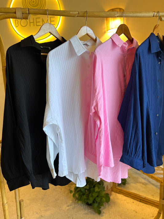 Navy Striped Oversized Shirt