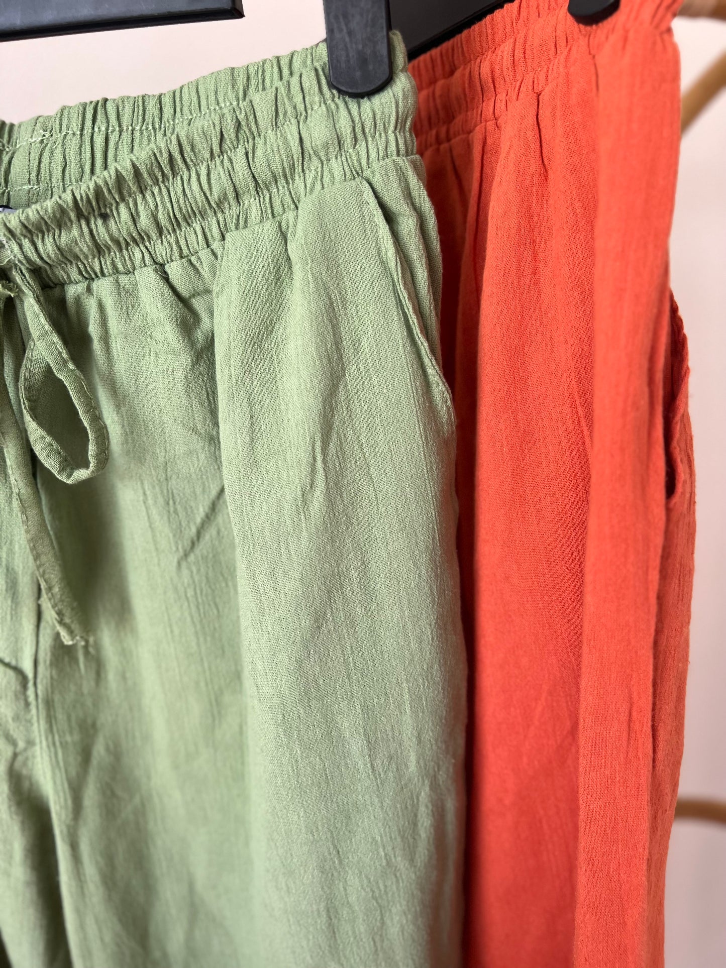Cotton Carrot Pants With Elastic Waist