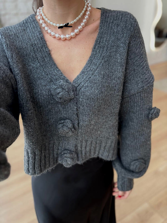 Grey Roses Cardigan
