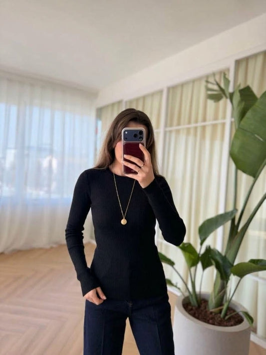 Ribbed Black Basic Top