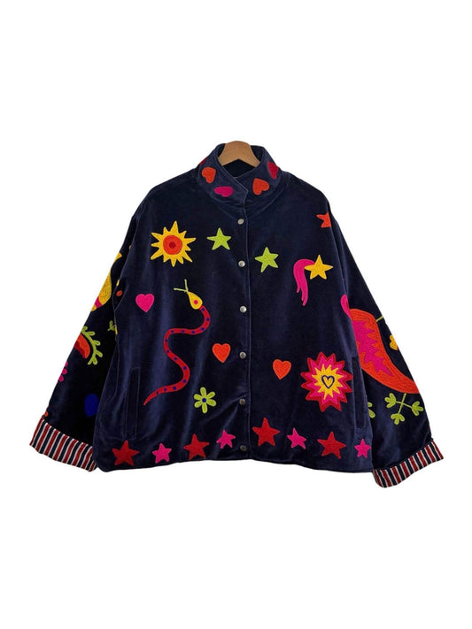 Royal Blue Amour Premium Embroidered Velvet Jacket
