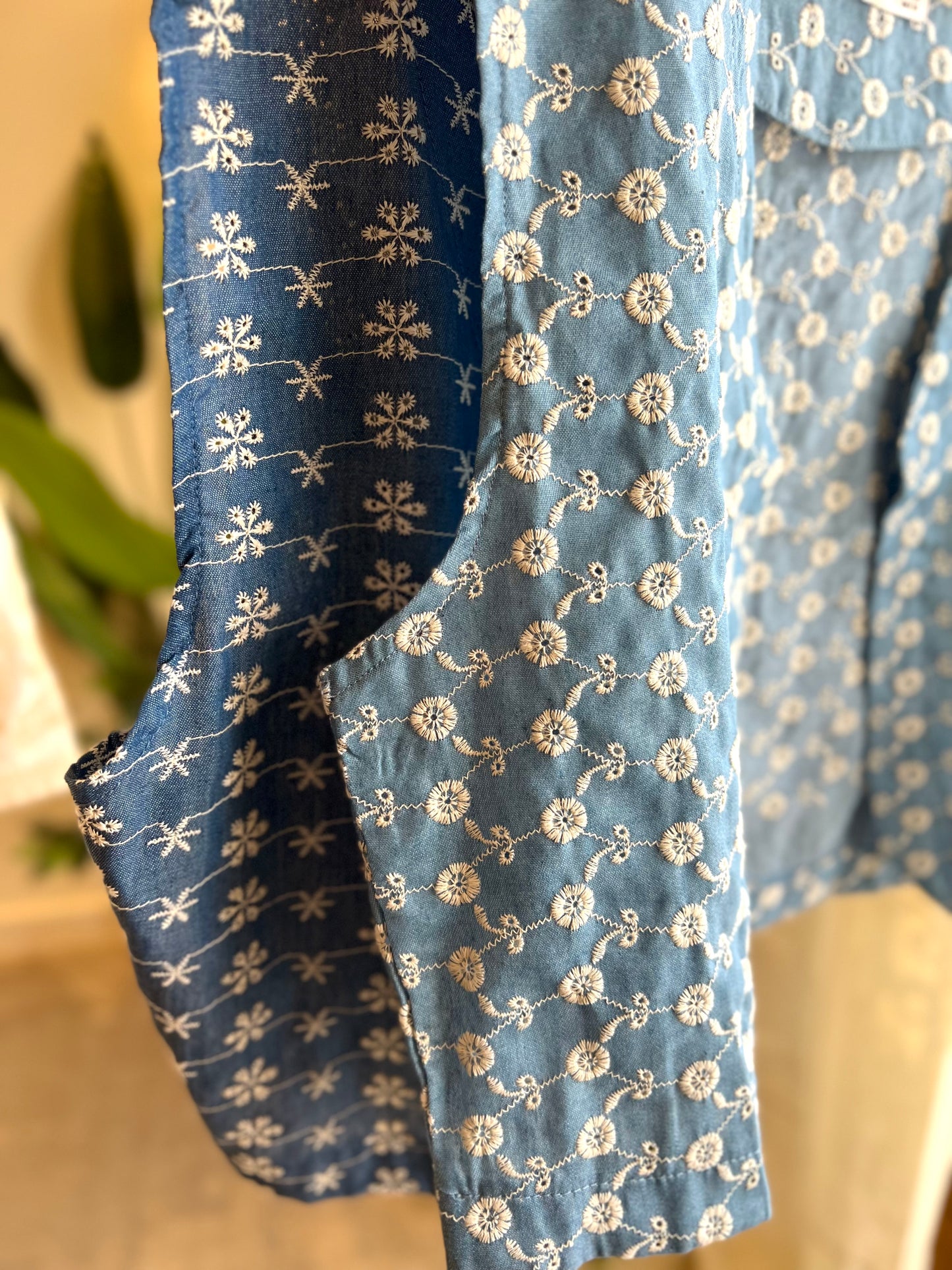 Light Blue Cotton Embroidered Vest