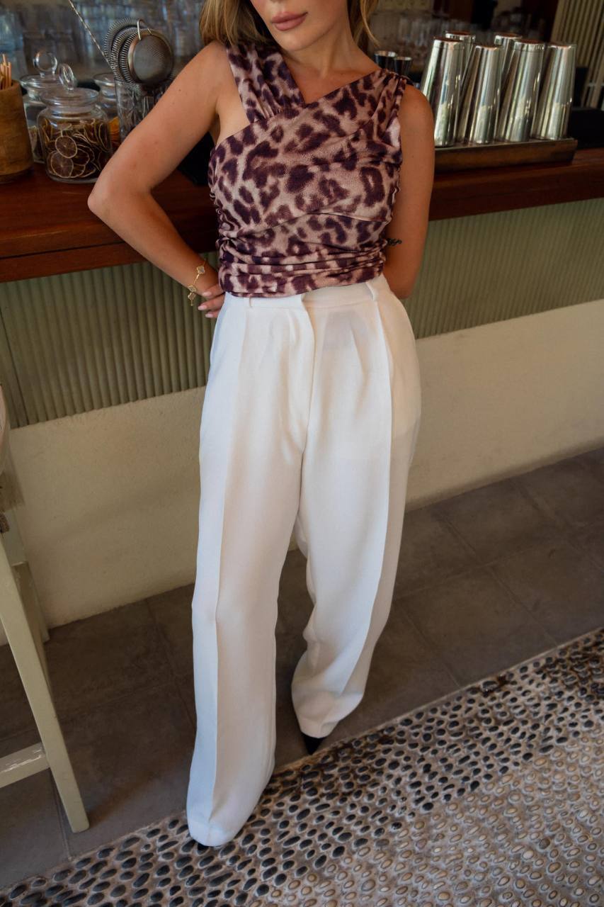 White Classic Wide Leg Pants