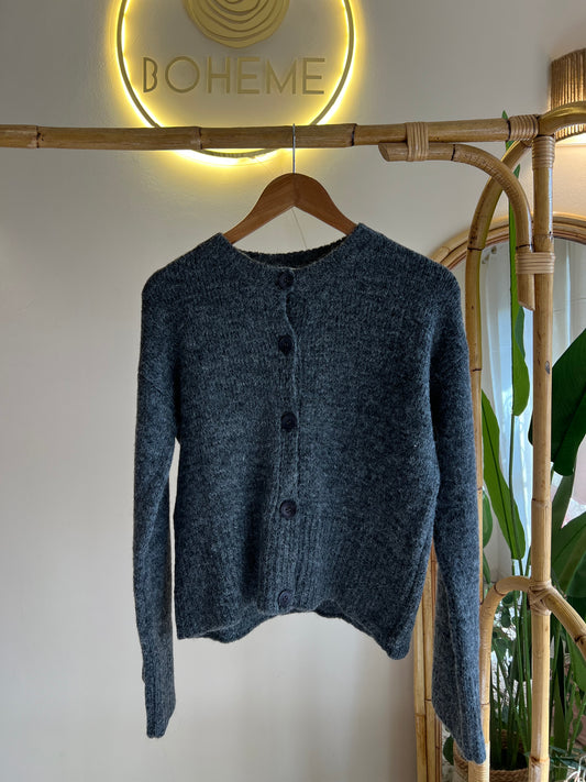 Grey Cardigan With Bell Sleeves