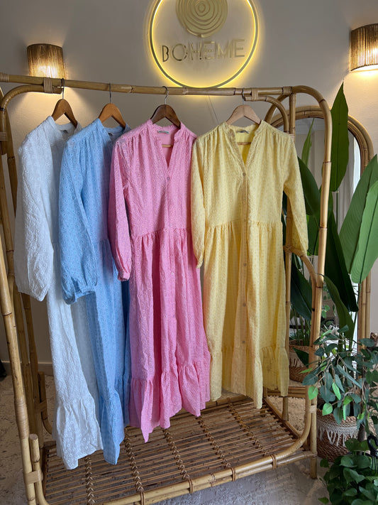 Yellow Embroidered Cut Out Dress