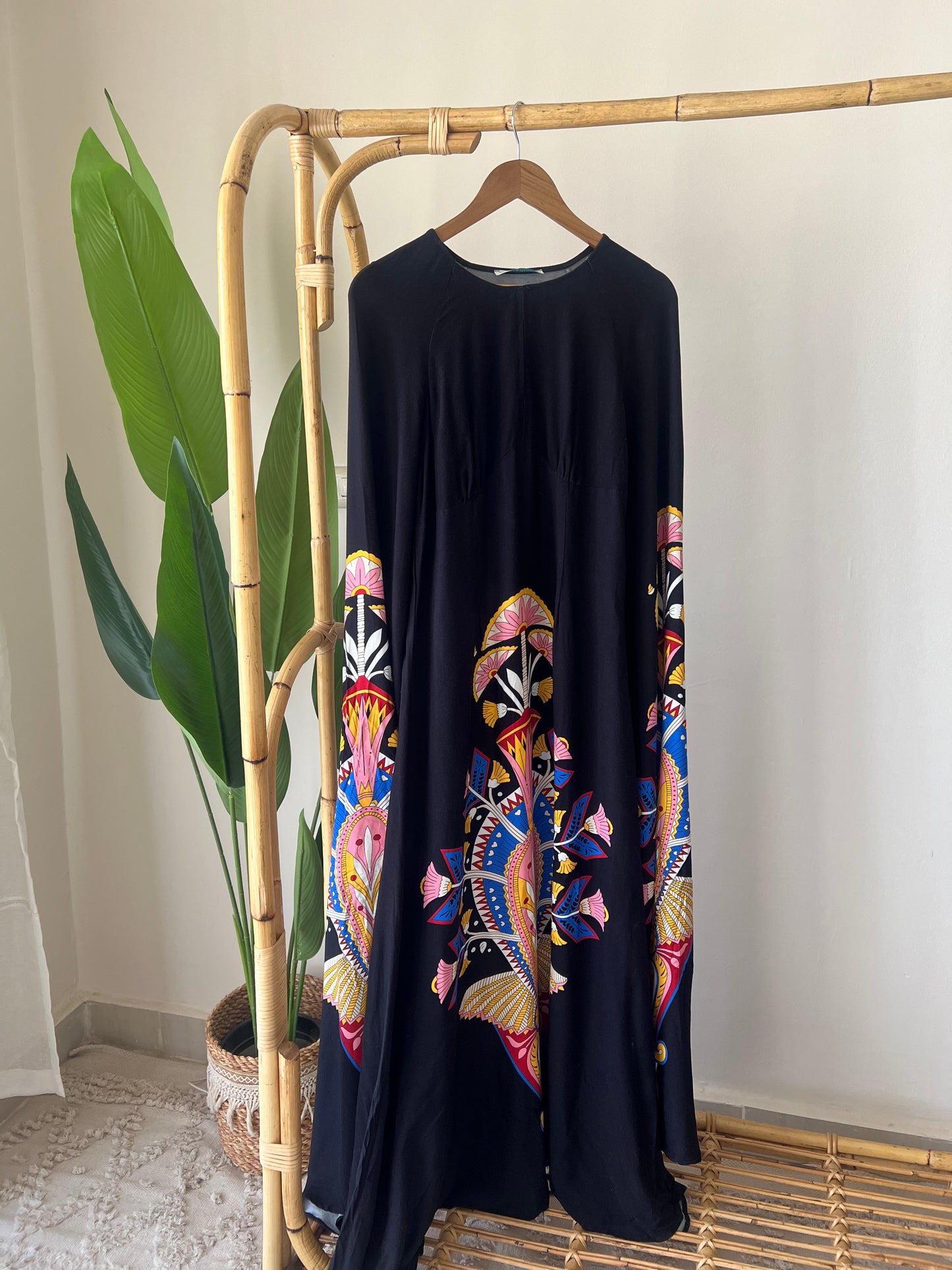 Black Cleopatra Dress With Shoulder Cape