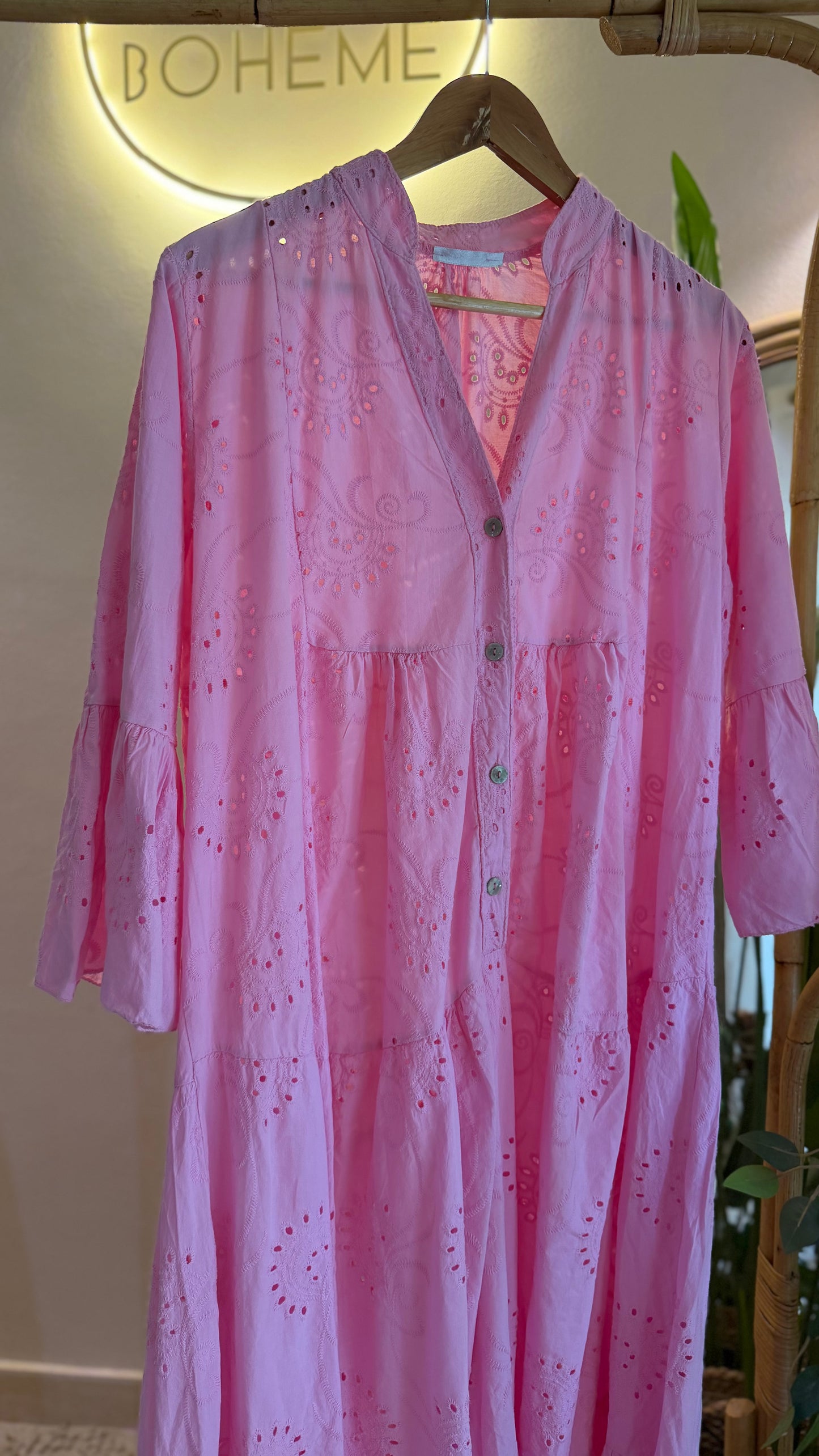 Cotton Pink Cut Out Dress