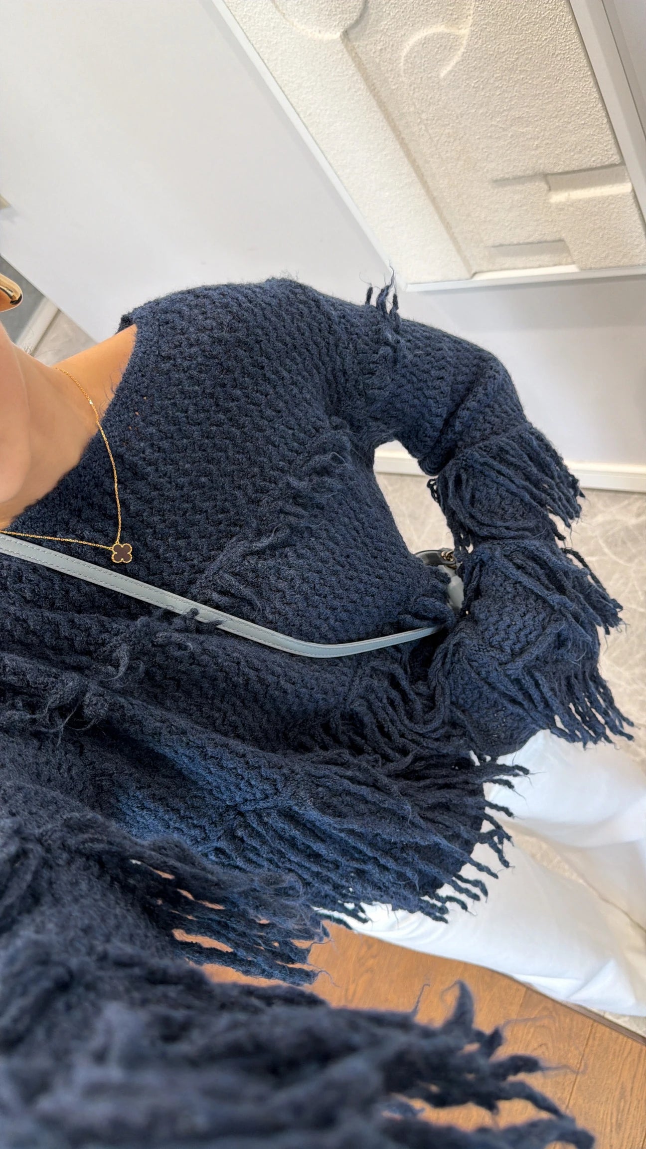 The Boho Fringe Navy Pullover