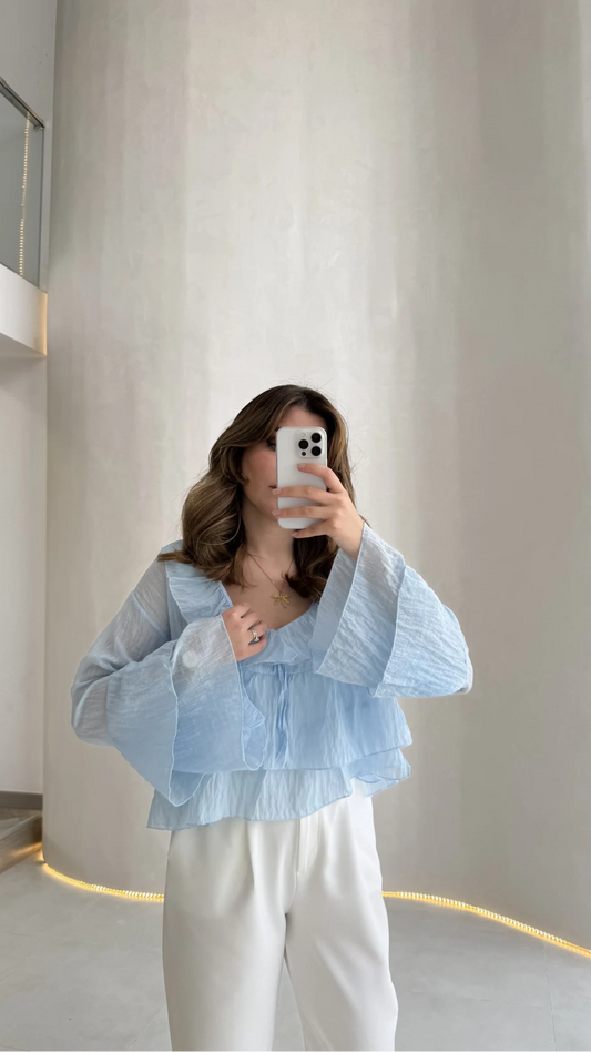 Baby Blue Ruffle Blouse