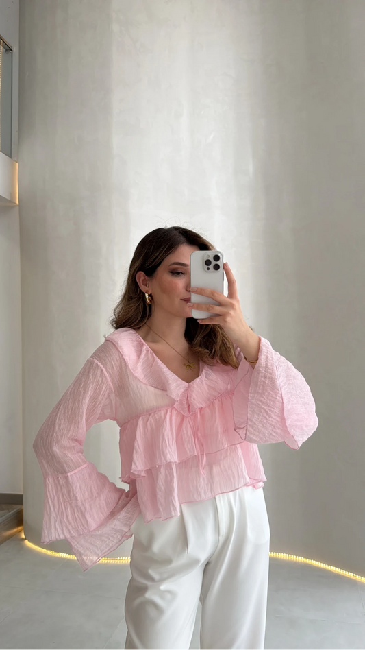 Baby Pink Ruffle Blouse