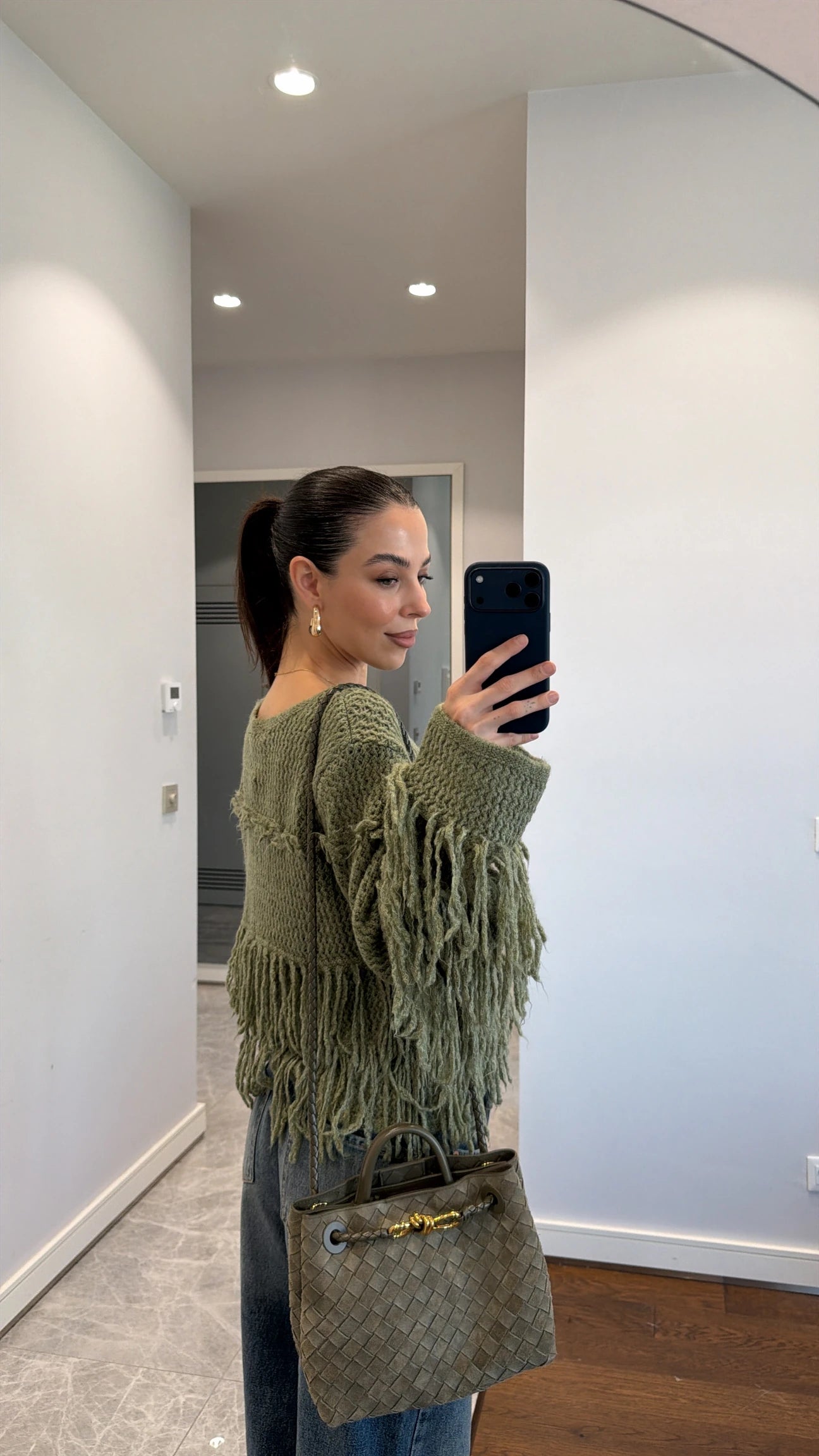 The Boho Fringe Olive Pullover