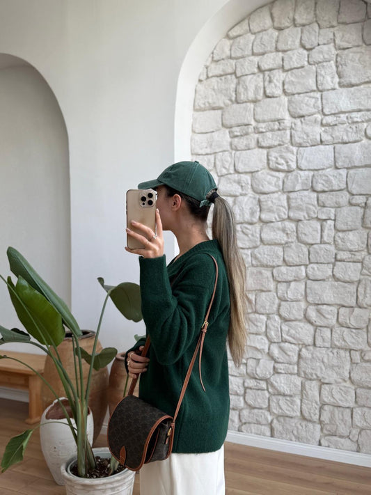 Teal Green V Neck Pullover