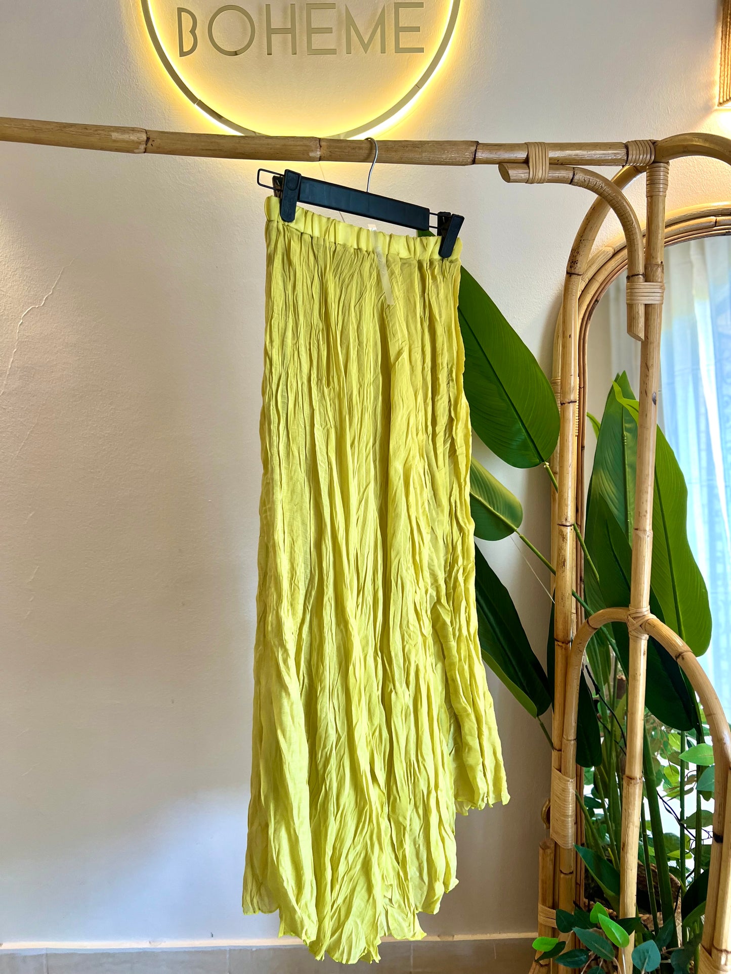 Kiwi Crinkled Cotton Inlined Skirt