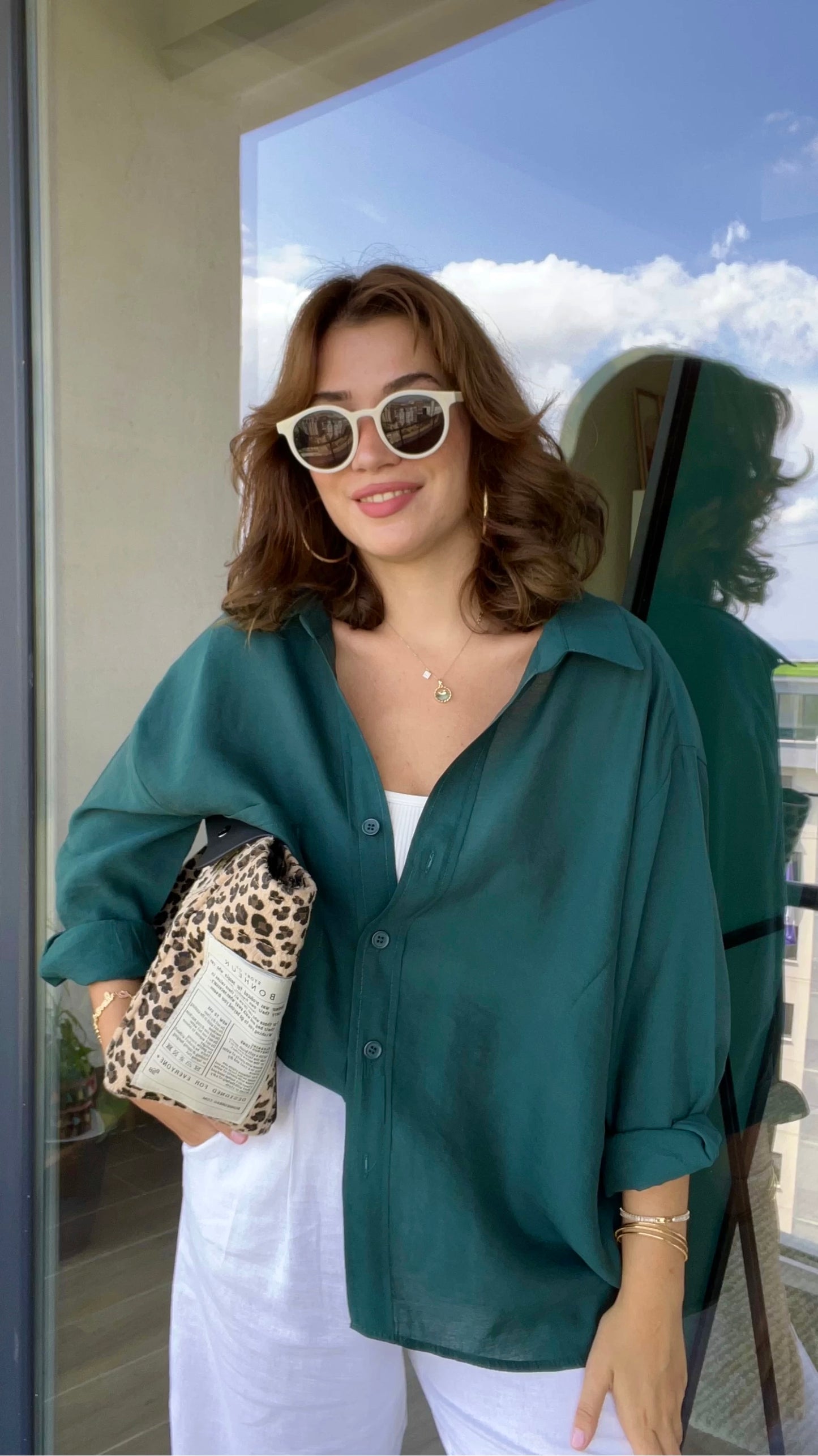 Oversized Forest Green Shirt