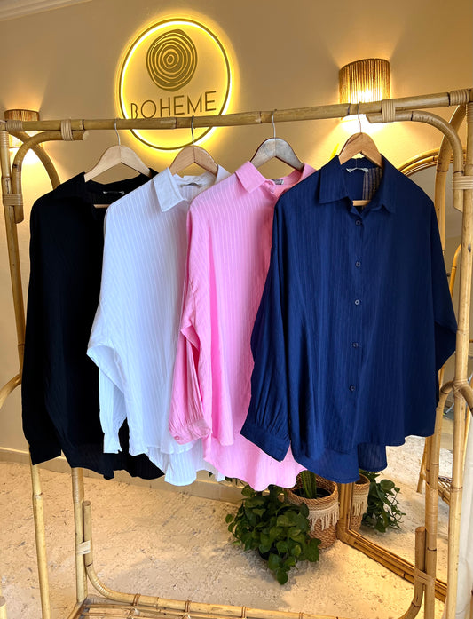 Black Striped Oversized Shirt