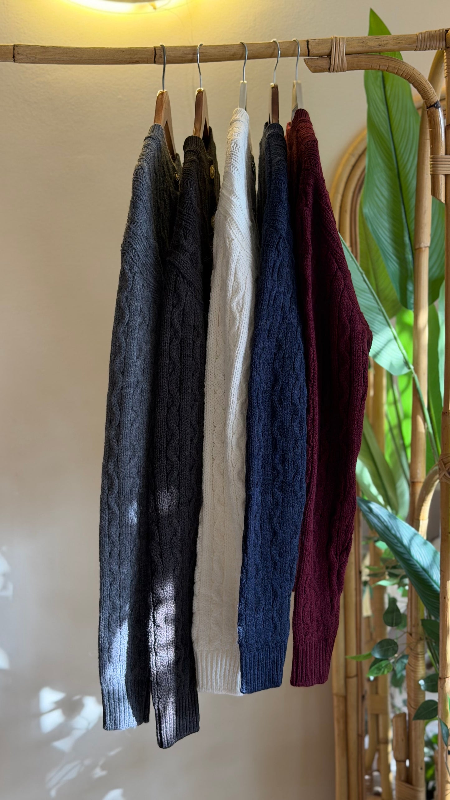 Choco Brown Braided Cardigan With Golden Buttons