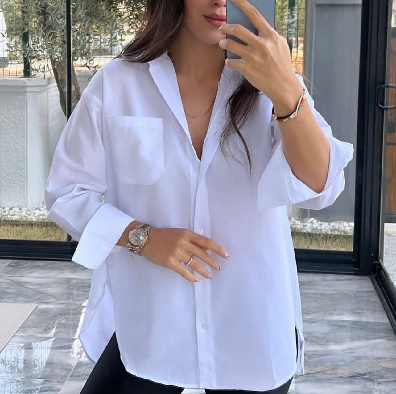 Basic Oversized Cotton White Shirt