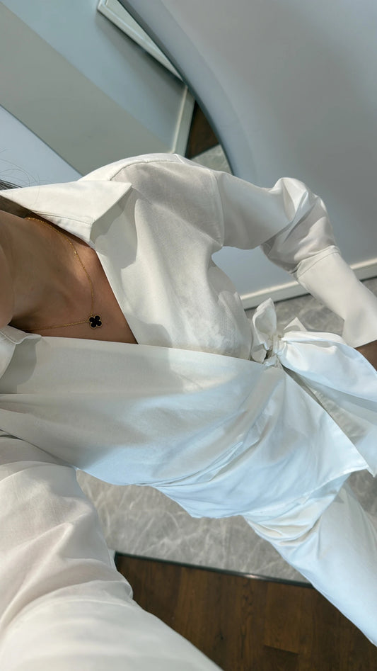 White Tie Wrap Shirt