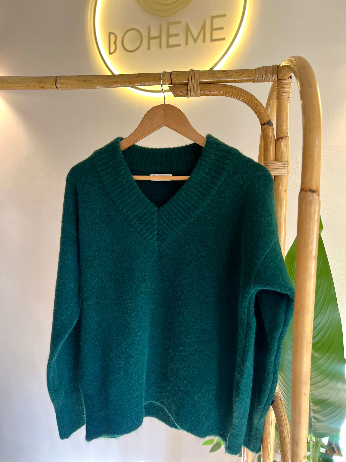 Teal Green V Neck Pullover