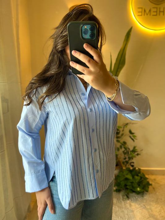 The Glam Blue Stone Embellished Shirt